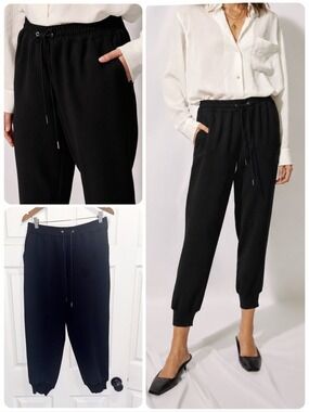 Aritzia Wilfred Buffon Pants Black Crepe Joggers Trousers Size Medium